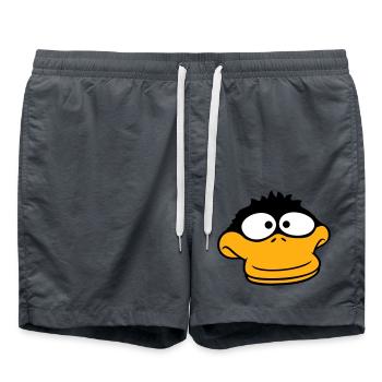 Duck looks funny goofy anxious confused comic - Swim Trunks - anthracite - Front - AI Model Male 185 light (185cm)