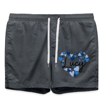 lucy Name Design avec des cœurs bleus en forme de cœur - Short de bain - charbon - Devant - AI Model Male 185 light (185cm)