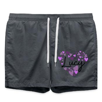 lucy Name Design avec des cœurs violets en forme de cœur - Short de bain - charbon - Devant - AI Model Male 185 light (185cm)