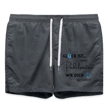 Padel Partner Geschenk Spielpartner Padel Tennis - Badeshorts - Anthrazit - Vorne - AI Model Male 185 light (185cm)