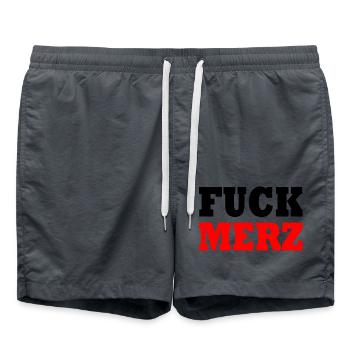 fuck merz - Badeshorts - Anthrazit - Vorne - AI Model Male 185 light (185cm)
