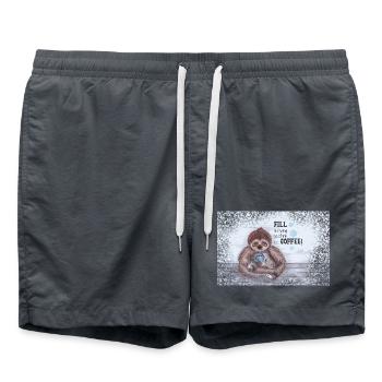 Fill is trying to drink hot coffee - Badeshorts - Anthrazit - Vorne - AI Model Male 185 light (185cm)