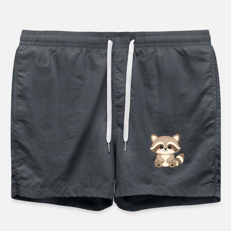 Cuddly raccoon illustration - Swim Trunks - anthracite