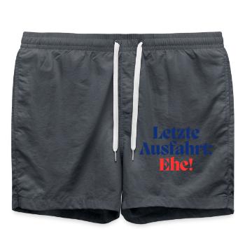 Letzte Ausfahrt: Ehe / Poltern - Badeshorts - Anthrazit - Vorne - AI Model Male 185 light (185cm)