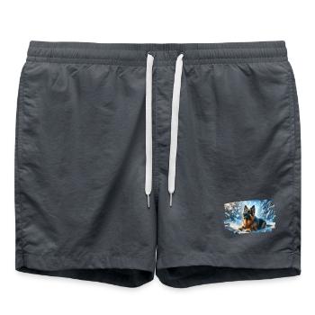 Deutscher Schäferhund in einer magischen Winterlandschaft - Badeshorts - Anthrazit - Vorne - AI Model Male 185 light (185cm)