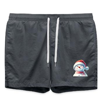 Charmanter Schneemann in Winterkleidung - Badeshorts - Anthrazit - Vorne - AI Model Male 185 light (185cm)