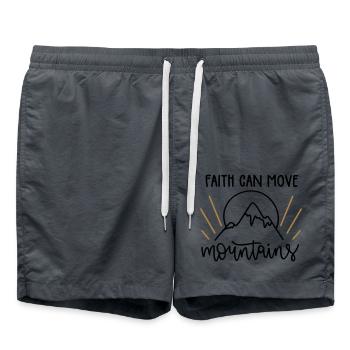 Faith can move mountains - Swim Trunks - anthracite - Front - AI Model Male 185 light (185cm)