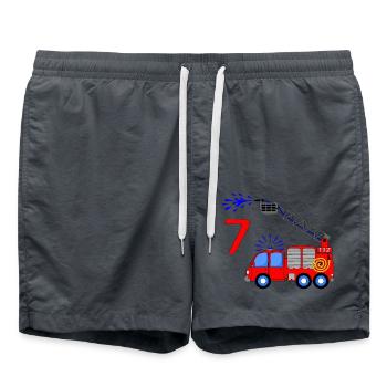 Fire engine 7 birthday children - Swim Trunks - anthracite - Front - AI Model Male 185 light (185cm)