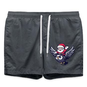 Eule Weihnachtsmann - Badeshorts - Anthrazit - Vorne - AI Model Male 185 light (185cm)