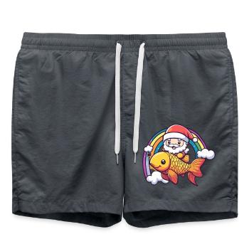 Poisson rouge Père Noël Arc-en-ciel - Short de bain - charbon - Devant - AI Model Male 185 light (185cm)