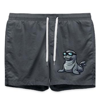 Seal Animal Comic Cool - Swim Trunks - anthracite - Front - AI Model Male 185 light (185cm)
