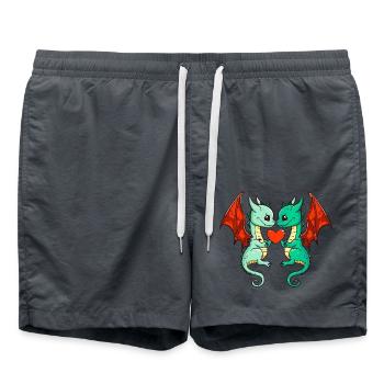 Dragon Couple Valentine's Day - Swim Trunks - anthracite - Front - AI Model Male 185 light (185cm)