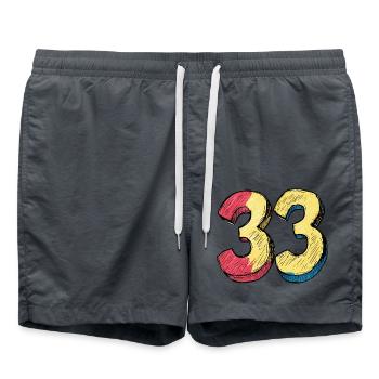 33 Symbole numérique - Short de bain - charbon - Devant - AI Model Male 185 light (185cm)