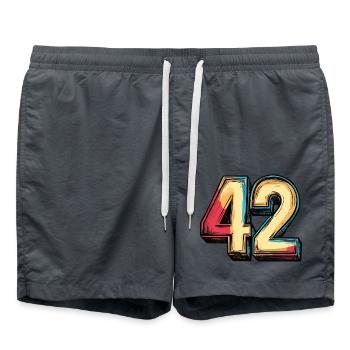 42 Symbole numérique - Short de bain - charbon - Devant - AI Model Male 185 light (185cm)