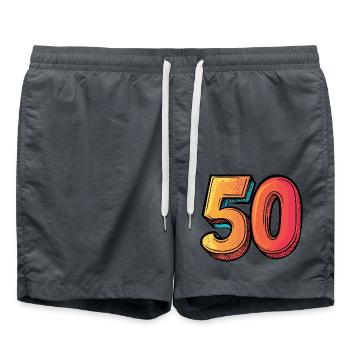 50 Number symbol - Swim Trunks - anthracite - Front - AI Model Male 185 light (185cm)