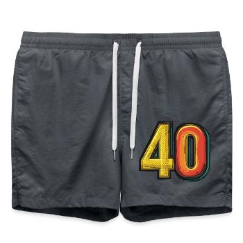40 Number Colorful - Swim Trunks - anthracite - Front - AI Model Male 185 light (185cm)