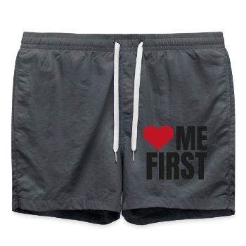 Moi d’abord noir et rouge - Short de bain - charbon - Devant - AI Model Male 185 light (185cm)
