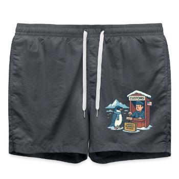 Drôle de pingouin dessin animé Coutumes et satire - Short de bain - charbon - Devant - AI Model Male 185 light (185cm)