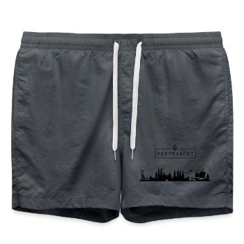 Skyline de la ville hanséatique de Lübeck | Bloqué | HL - Short de bain - charbon - Devant - AI Model Male 185 light (185cm)