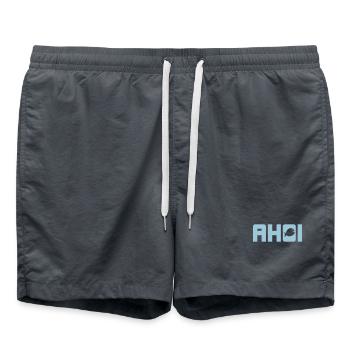 Ahoi Fisch Hafen Wasser Meer Schiff Hamburg Norden - Badeshorts - Anthrazit - Vorne - AI Model Male 185 light (185cm)