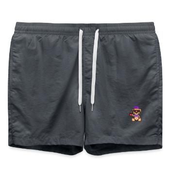 Pixel Bär Cool - Badeshorts - Anthrazit - Vorne - AI Model Male 185 light (185cm)
