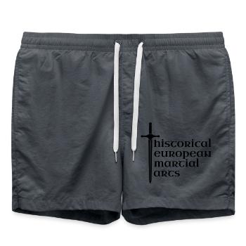Historical European Martial Arts (HEMA) m. Schwert - Badeshorts - Anthrazit - Vorne - AI Model Male 185 light (185cm)