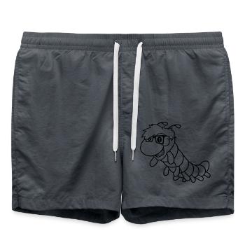 nerd geek horn goggles smart smart freak bookworm - Swim Trunks - anthracite - Front - AI Model Male 185 light (185cm)