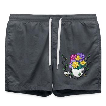 Printemps Nature Nature Nature Oeuf de Pâques Bonne Fleur de Pâques - Short de bain - charbon - Devant - AI Model Male 185 light (185cm)