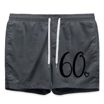 60ème anniversaire Femmes 60 ans Mignon Numéro 60 - Short de bain - charbon - Devant - AI Model Male 185 light (185cm)