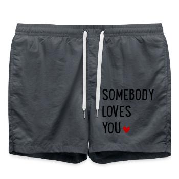 Jemand liebtDich - Badeshorts - Anthrazit - Vorne - AI Model Male 185 light (185cm)