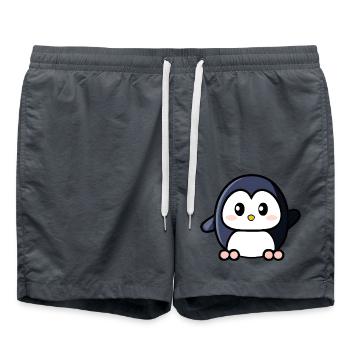 Cute penguin waving - Swim Trunks - anthracite - Front - AI Model Male 185 light (185cm)
