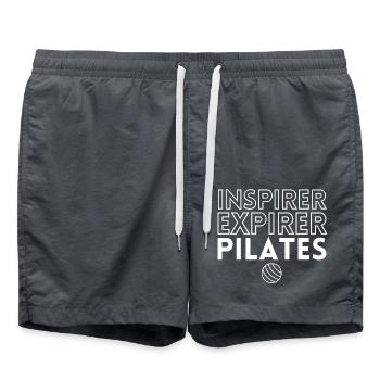 Inspirer expirer pilates yoga - Short de bain - charbon - Devant - AI Model Male 185 light (185cm)
