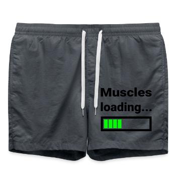 Funny Design for Sports Muscles Loading Bar Joke - Swim Trunks - anthracite - Front - AI Model Male 185 light (185cm)
