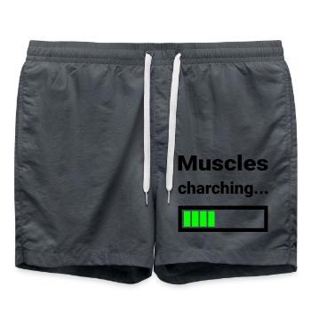 Lustiges Shirt für Gym Fitness Krafttraining Sport - Badeshorts - Anthrazit - Vorne - AI Model Male 185 light (185cm)