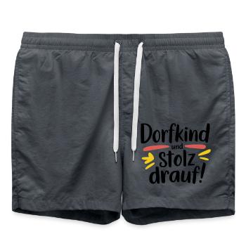 Dorfkind und stolz drauf! - Badeshorts - Anthrazit - Vorne - AI Model Male 185 light (185cm)