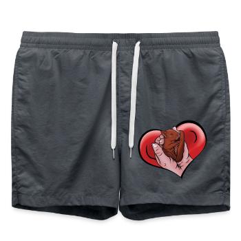 Comic baby squirrel in hands in heart - Swim Trunks - anthracite - Front - AI Model Male 185 light (185cm)