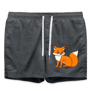 Adorable portrait de renard de dessin animé orange - Short de bain - charbon - Devant - AI Model Male 185 light (185cm)