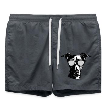 Greyhound Dog Hipster Cool Party - Swim Trunks - anthracite - Front - AI Model Male 185 light (185cm)