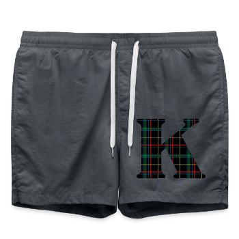 Monogramme k tartan écossais - Short de bain - charbon - Devant - AI Model Male 185 light (185cm)