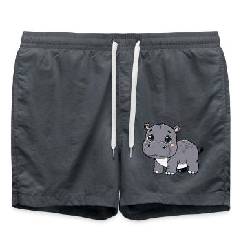 Hippopotamus child - Swim Trunks - anthracite - Front - AI Model Male 185 light (185cm)