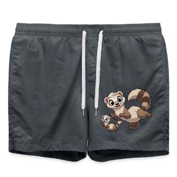 Frettchenmutter mit Kind - Badeshorts - Anthrazit - Vorne - AI Model Male 185 light (185cm)
