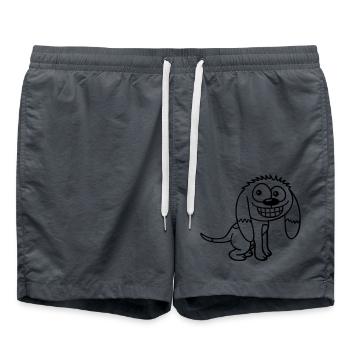 Dog looks funny grin happy smile fun - Swim Trunks - anthracite - Front - AI Model Male 185 light (185cm)