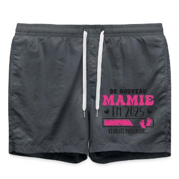 Schwangerschaft Oma Wieder Oma 2025 - Badeshorts - Anthrazit - Vorne - AI Model Male 185 light (185cm)