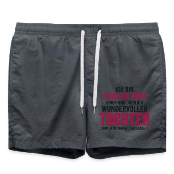 Papa Vater Vatertag Tochter - Badeshorts - Anthrazit - Vorne - AI Model Male 185 light (185cm)