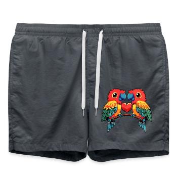 Papagai Paar Valentinstag - Badeshorts - Anthrazit - Vorne - AI Model Male 185 light (185cm)