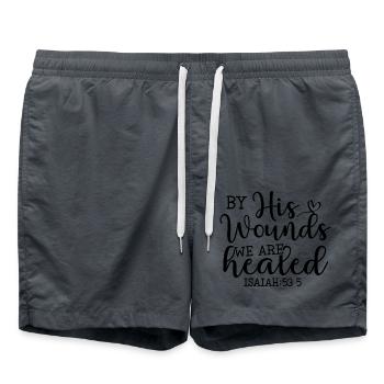 Through his wounds we are healed - Swim Trunks - anthracite - Front - AI Model Male 185 light (185cm)