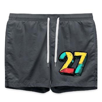 27 Number Colorful - Swim Trunks - anthracite - Front - AI Model Male 185 light (185cm)