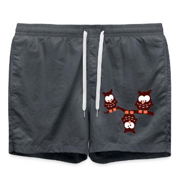 3 hiboux fous différents particulièrement drôles équipe de branche - Short de bain - charbon - Devant - AI Model Male 185 light (185cm)