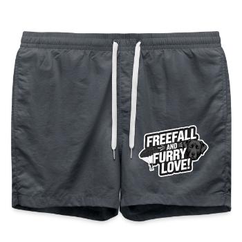 Freefall & Furry Love | Parachute Labrador Dog - Swim Trunks - anthracite - Front - AI Model Male 185 light (185cm)