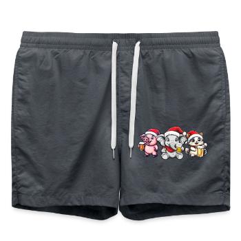 Christmas Animals Party Christmas Beer - Swim Trunks - anthracite - Front - AI Model Male 185 light (185cm)